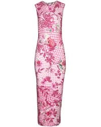 Mary Katrantzou - Dionne Floral-Print Gingham Midi Dress - Lyst
