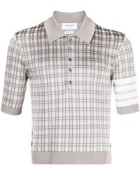Thom Browne - Check-jacquard Knitted Polo Shirt - Lyst