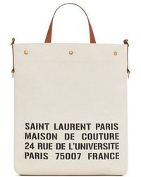 Saint Laurent - Sac cabas en toile à logo imprimé - Lyst