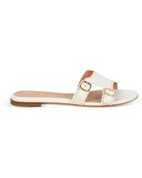 Santoni - Leather Flat Sandals With Double Buckle Straps - Lyst