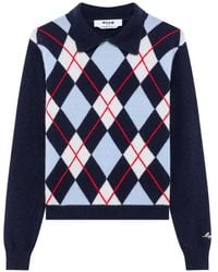 MSGM - Pull À Losanges Et Col Polo - Lyst