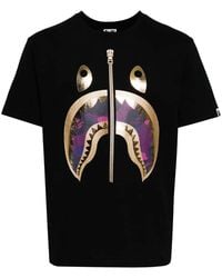 A Bathing Ape - Shark-Print Cotton T-Shirt - Lyst