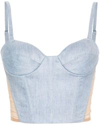 Genny - Panelled Cropped Bustier Top - Lyst
