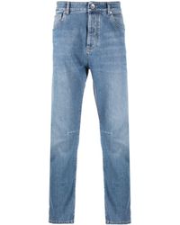 Brunello Cucinelli - Low-rise Tapered-leg Jeans - Lyst