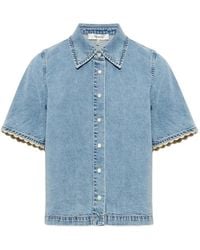 FRAME - Scallop-Trim Short-Sleeve Shirt - Lyst