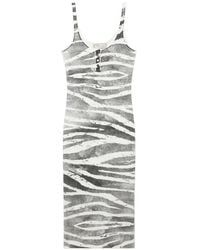 Blumarine - Zebra-Print Button-Detail Midi Dress - Lyst