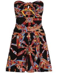 Dolce & Gabbana - Carretto-Print Charmeuse Mini Dress - Lyst