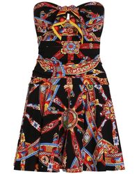 Dolce & Gabbana - Carretto-Print Charmeuse Mini Dress - Lyst