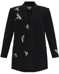 Balmain - Blazer Con Solapas De Esmoquin Y Cristales - Lyst