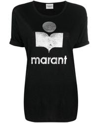 Isabel Marant - T-shirt en lin à logo imprimé - Lyst