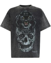 Philipp Plein - T-Shirt À Effet Délavé Panther Skull - Lyst