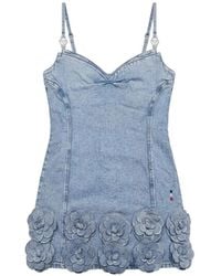 Philipp Plein - Denim Mini Dress Roses Strass - Lyst