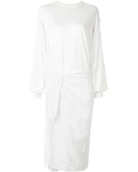Y's Yohji Yamamoto - Front Tie Long-Sleeved Dress - Lyst