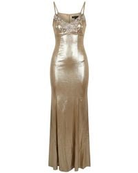 Dolce & Gabbana - Crystal-Embellished Metallic Maxi Dress - Lyst