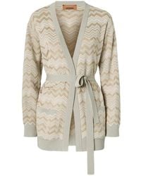 Missoni - Zig Zag Viscose And Wool Cardigan With Belt - Lyst