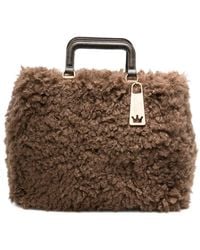 La Milanesa - Amal Faux-Shearling Clutch Bag - Lyst