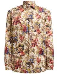 Etro - Cotton Satin Shirt With Floral-Motif - Lyst