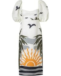 Cala De La Cruz - Timbiqui Puff-Sleeve Printed Midi Dress - Lyst