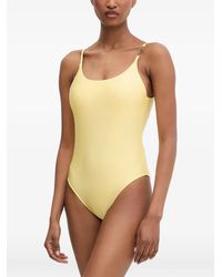 KARL LAGERFELD - Logo-Plaque Swimsuit - Lyst
