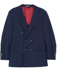 Brunello Cucinelli - Pinstripe Double-Breasted Blazer - Lyst