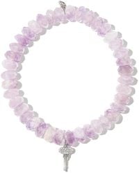 Sydney Evan - 14Kt Mini Key Amethyst And Diamond Bracelet - Lyst