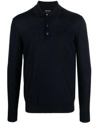 Giorgio Armani - Button-Front Long-Sleeved Polo Shirt - Lyst