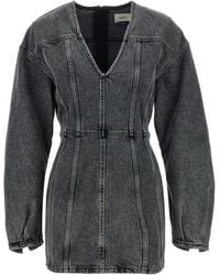 Haikure - V-Neck Denim Mini Dress - Lyst