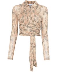 Ganni - Blouse Met Gestrikte Taille - Lyst