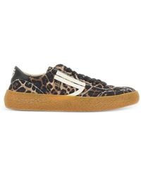 PURAAI - Leopard-Print Frayed Sneakers - Lyst