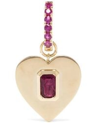 Roxanne First - 14Kt Heart Ruby Huggie Earring - Lyst