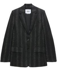 MSGM - Striped Single-Breasted Blazer - Lyst