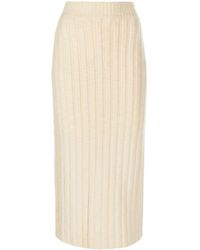 Jil Sander - Jupe mi-longue en laine à design nervuré - Lyst