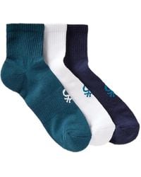 Benetton - Ribbed-Knit Logo-Embroidered Socks (Set Of Three) - Lyst