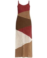 Akep - Colour-Block Open-Knit Maxi Dress - Lyst