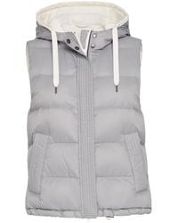 Brunello Cucinelli - Nylon Down Vest con capucha y adornos brillantes - Lyst