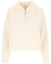 Kujten - Aenora Cable-Knit V-Neck Sweater - Lyst