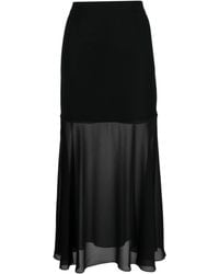 Lardini - Sheer-panel Wool Midi Skirt - Lyst