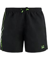 EA7 - Logo-Print Side-Strip Swim Shorts - Lyst