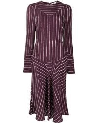Stella McCartney - Striped Silk Midi Dress - Lyst