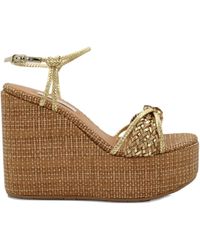 Casadei - Zeppa Woven Wedge Sandals - Lyst