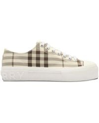 Burberry - Check Embossed-Logo Sneakers - Lyst
