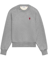Ami Paris - Logo-embroidered Organic-cotton Sweatshirt - Lyst
