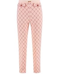 Elisabetta Franchi - Geometric-Print Crepe Trousers - Lyst