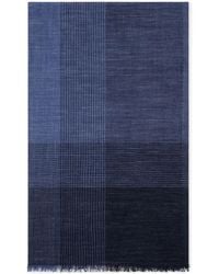 Brunello Cucinelli - Striped Silk And Linen Herringbone Patterned Scarf - Lyst