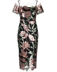 Marchesa - Sequin-embellished Short-sleeve Midi Dress - Lyst