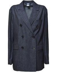 Aspesi - Double-Breasted Denim Blazer - Lyst