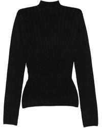 Mugler - Gerippter Pullover mit Stehkragen - Lyst