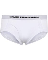 Natasha Zinko - Logo-waistband Stretch-cotton Briefs - Lyst