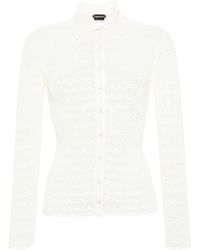 Tom Ford - Cardigan en maille pointelle à col polo - Lyst