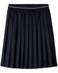 Miu Miu - Pleated Embroidered-Logo Midi Skirt - Lyst
